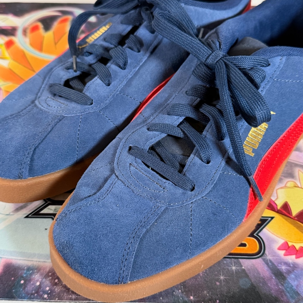 Puma Club II Suede Sneakers Men’s 9 Blue Red Gum Sole Casual Shoes